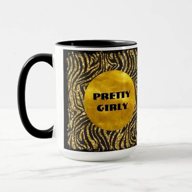 Budget Pretty Girly Faux Gold Glitter Foil Glam Mug (Left)