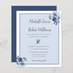 BUDGET Pretty Grey Navy Blue Floral wedding