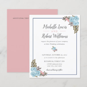 BUDGET Pretty Navy Blue Pink Floral wedding