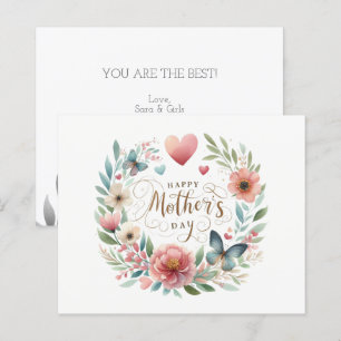 Budget Pretty Watercolor Florals Mothers Day Card