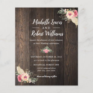 BUDGET Pretty Wood texture Pink Floral wedding