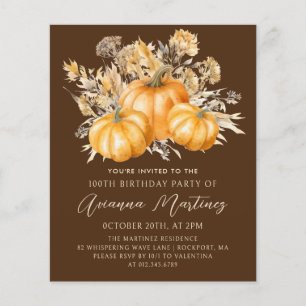BUDGET PRICED 100th Birthday Rustic Boho Pumpkin