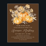 BUDGET PRICED 18th Birthday Rustic Boho Pumpkin<br><div class="desc">Elegant watercolor orange pumpkins are nestled in a variety of fall foliages and flowers. A dark,  rich brown background frames it to perfection. Perfect for an autumn celebration. All text is editable.</div>