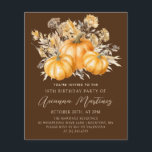 BUDGET PRICED 18th Birthday Rustic Boho Pumpkin<br><div class="desc">Elegant watercolor orange pumpkins are nestled in a variety of fall foliages and flowers. A dark,  rich brown background frames it to perfection. Perfect for an autumn celebration. All text is editable.</div>