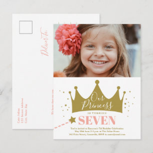 Budget Princess Pink Modern Birthday Invitation  Postcard
