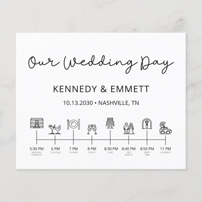 Budget Programme de calendrier du jour de mariage  (Devant)