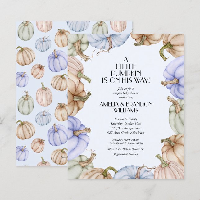 Budget Pumpkin Boy Baby Shower Invitations (Front/Back)