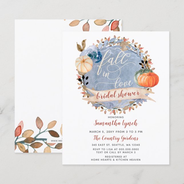 Budget Pumpkin Bridal Shower Invitation (Front/Back)