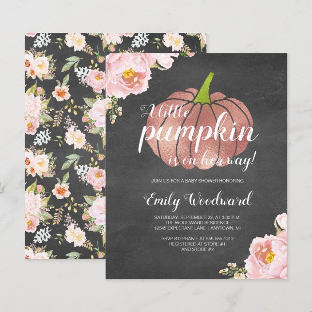 Budget Pumpkin Chalkboard Baby Shower Invitation (Front/Back)