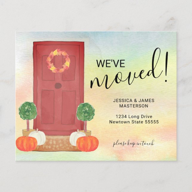 Budget Pumpkin Door We've Moved Fall Moving Card  (Front)