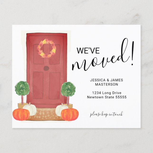 Budget Pumpkin Door We've Moved Moving Card (Front)
