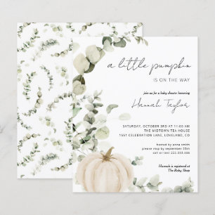 Budget Pumpkin Eucalyptus Baby Shower Invitation