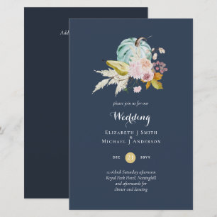 BUDGET Pumpkin Fall Floral Wedding Invite A9