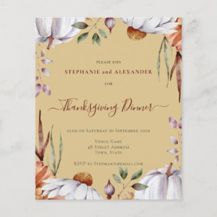 Budget Pumpkin Floral Thanksgiving Invitation