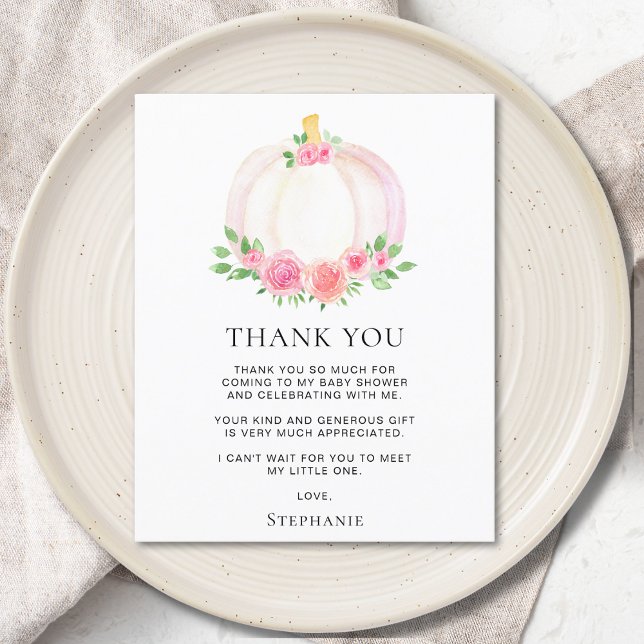 Budget Pumpkin Girl's Baby Shower Thank You Card (Creator Uploaded)