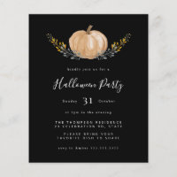 Budget Pumpkin Halloween Black Party Invitation