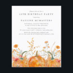 Budget Pumpkin Wildflower 18th Birthday Invitation<br><div class="desc">Fall pumpkins are nestled in delicate golden yellow and orange wildflowers to create an elegant aesthetic. All of the text is editable so you can easily craft your own special mood.</div>