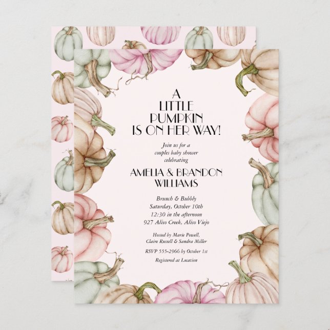 Budget Pumpkins Girl Baby Shower Invitations (Front/Back)