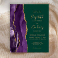 Budget Purple Agate Emerald Green Wedding Invite