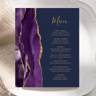 Budget Purple Agate Navy Blue Wedding Menu