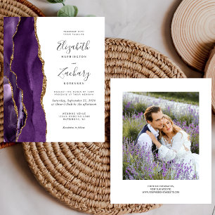 Budget Purple Agate Photo Wedding Invitation