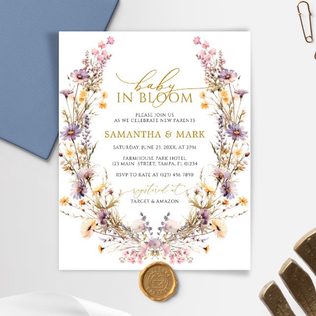 Budget Purple Baby in Bloom Shower Invitation (Creator Uploaded)