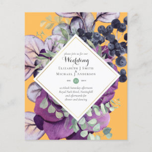 BUDGET Purple Blue Floral Wedding Invitations Flyer