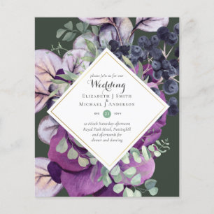 BUDGET Purple Blue Floral Wedding Invitations Flyer
