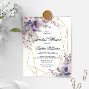 Budget Purple & Blush Bridal Shower Invitation