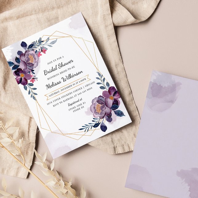 Budget Purple Blush Floral Geometric Bridal Shower (Creator Uploaded)
