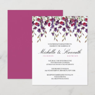 Budget Purple Botanical Wedding Invitation