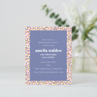 Budget Purple Dot Pattern Graduation Invitation