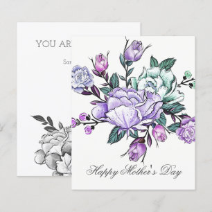 Budget Purple Floral Bouquet Mothers Day Card