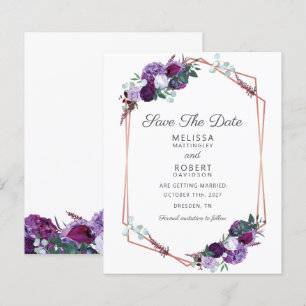 Budget Purple Floral Geometric Save the Date