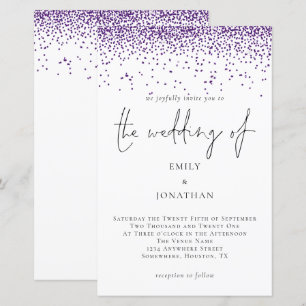 Budget Purple Glitter Confetti Wedding Invitation