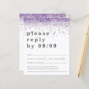 Budget Purple Glitter Confetti Wedding RSVP