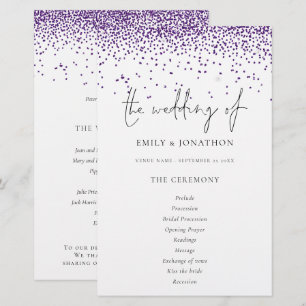 Budget Purple Glitter Script Wedding Program