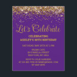 Budget Purple Gold 30th Birthday Party Invitation<br><div class="desc">Purple and Gold Glitter Invite,  Let's celebrate Thirty Any Age,  Fortieth Fiftieth Forty Fifty Sixty,  Personalized 21st 40th 50th 60th,  Elegant Milestone Thirtieth Sweet 16,  Custom 18th Glam Golden Confetti,  Adult Calligraphy Modern Stylish script,  Chic trendy simple for her,  Bling 16th quinceanera 15th celebration,  20th 25th 35th 70th 80th</div>
