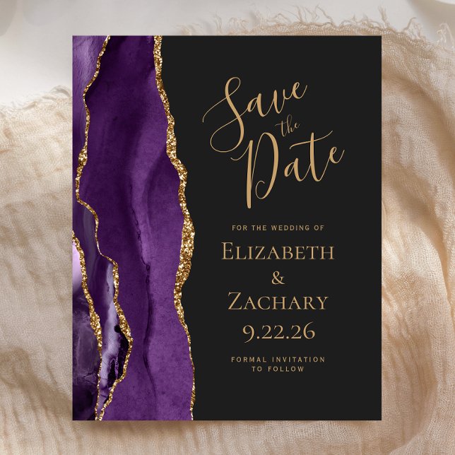 Budget Purple Gold Agate Dark Save the Date (Creator Uploaded)