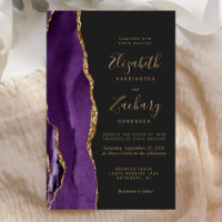 Budget Purple Gold Agate Dark Wedding Invitation