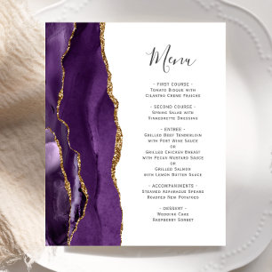 Budget Purple Gold Agate Wedding Menu