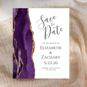 Budget Purple Gold Agate Wedding Save the Date