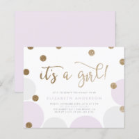Budget Purple & Gold Confetti Girl Baby Shower