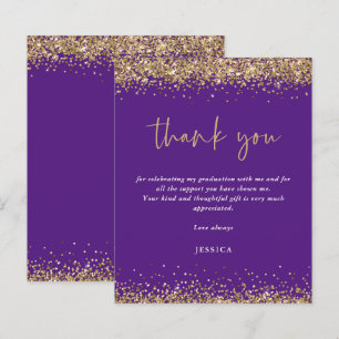 Budget Purple Gold Glitter 2024 Graduation Thanks