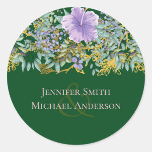 Budget Purple Lavender Floral Greenery Wedding Classic Round Sticker