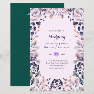BUDGET Purple Lavender Leaves Wedding Invites A9