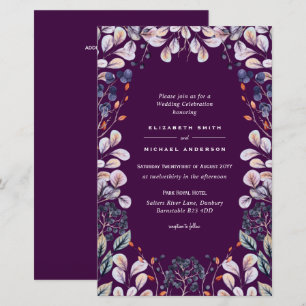 BUDGET Purple Lavender Leaves Wedding Invites A9
