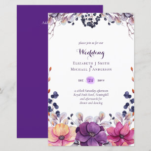 BUDGET Purple Lavender Leaves Wedding Invites A9