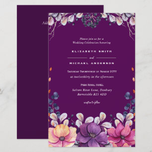 BUDGET Purple Lavender Leaves Wedding Invites A9