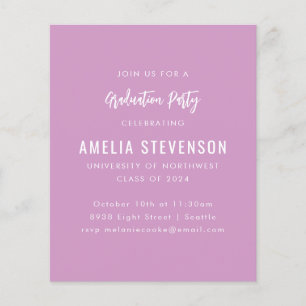 Budget Purple Minimal Graduation Party Invitation